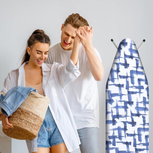 Ironing Board Cover by [Brand Name] - Stain Resistant & Durable 15 x 54 with Thick Padding, Blue Brushstrokes
