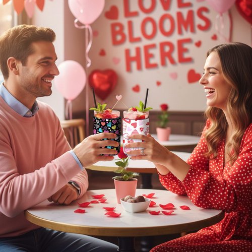 Tiamon 12 Pcs Valentines Day Can Coolers Sleeves Colorful Love Coolers Neoprene Drink Holders for 12 oz Beer Beverage Bottle Holiday Wedding Anniversary Party