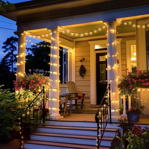 JMEXSUSS Solar String Lights - 400 LED Waterproof Outdoor Lights | 151FT Warm White with 8 Modes for Patio & Yard Decor