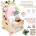 FVNPIHAM Baby Shower Basket, Wooden Baby Shower Crate Closet with Handle, Large Capacity Baby Closet Personalized Baby Gifts Basket for Newborn Girls, Pregnancy Gifts for New Parent