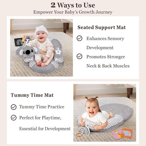 Koala 4-in-1 Tummy Time Mat - Educational Play Mat & Sitting Support for Infants 0-12 Months