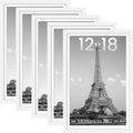 Upsimples 12x18 Picture Frame Set of 5 - Display 11x17 or 12x18 Photos | White Wall Gallery Frames