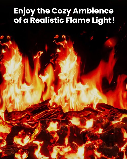 Electric Fireplace Heater with 3D Realistic Flame, 1500W/750W Adjustable Space Heater, Double Safety Protection, Walnut Wood Finish Portable Indoor Fireplace for Home & Office Christmas Decoration