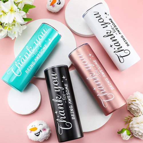 Sieral Thank You Gifts Appreciation Tumbler Employee Thank You for Being Awesome Stainless Steel Travel Tumbler 20 oz Graduation Gift Father Friends Mom Wife Coworker Women Men(Classic Color,8 Sets)