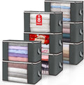 Skiennix Large Storage Bags - 8 Pack Foldable Closet Organizers with Durable Handles | 90L Gray
