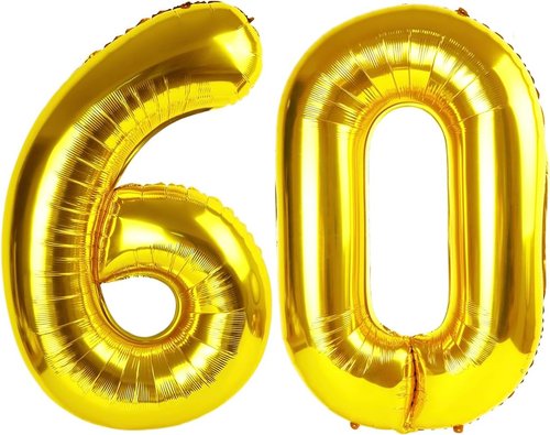 Gold Number 60 Balloon - 40 Inch 60th Birthday Decorations for Men & Women | Elegant Golden Party Supplies