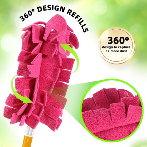Yicotira Reusable Duster Refill Compitable with Swiffer Duster - Washable Heavy Duty Dusters Refills 360 for Swiffer Duster Handle & Super Extender Handle, 4 Pack