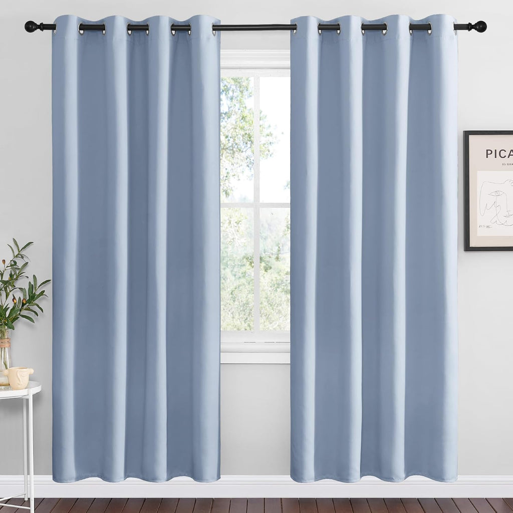 NICETOWN Vintage Blue Blackout Curtains - Thermal Insulated Drapes for Living Room | 78" Length, 2 Panels, 55" Wide