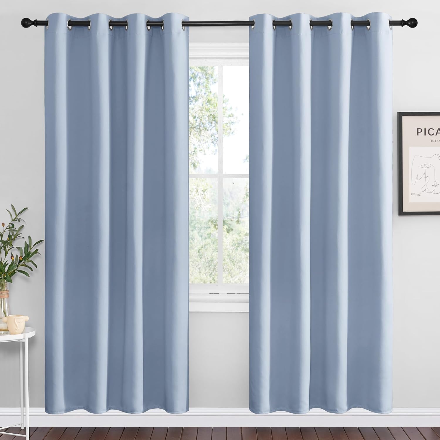 NICETOWN Vintage Blue Blackout Curtains - Thermal Insulated Drapes for Living Room | 78" Length, 2 Panels, 55" Wide