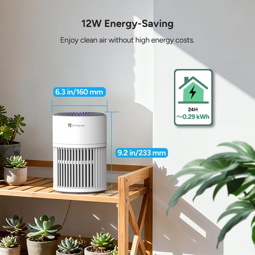 Dr.Prepare Air Purifiers for Bedroom,Quiet Air Purifier with 15 dB Sleep Mode & Night Light,H13 HEPA Washable Filter, 360°Air Inlet, 3 Timer 12W Design, Air Cleaner for Pet Dander,smoke