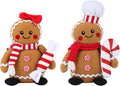 BWFY Gingerbread Man Plush Toys - Festive Stuffed Animals Set of 2 for Christmas Decor & Gifts