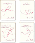 LARTSFRO Coquette Pink Bow Wall Art - Aesthetic Decor for Teen Girls | Set of 4 Unframed 12x16 Inch Prints