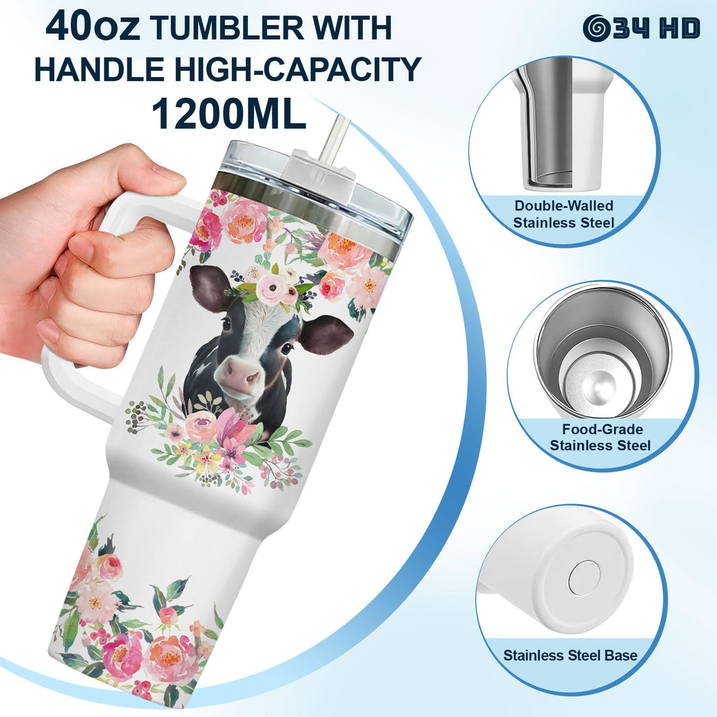 34HD Sloths Tumbler 40oz with Handle and Straw, Just A Girl Who Loves Sloth Vacuum Insulated Travel Coffee Mug, Special Gifts for Her on Mother's Day - Birthday Present to Mom, Girls & Women
