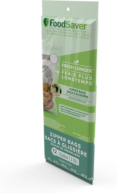 FoodSaver Vacuum Zipper Bags - 1-Gallon Size for Freshness and Convenience