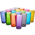 US Acrylic Splash [Set of 16] 18 ounce Plastic Stackable Water Tumblers in Jewel Tone Colors Value Set of Drinking Cups, Reusable, BPA-free, Made in the USA, Top-rack Dishwasher Safe