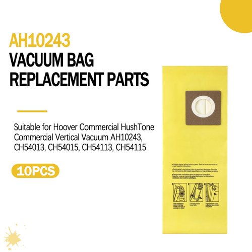 HOLEPU AH10243 Disposable Vacuum Bags for Hoover Commercial CU2 Vacuum Cleaner CH54013 CH54015 CH54113 CH54115 for HushTone, Yellow (10 Pack)