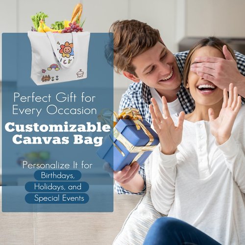 WeStar 5 Pack Sublimation Tote Bags Blanks,12oz Heavy-Duty 100% Polyester with Zipper, Long Handles (18.5"x15"x4.7"), Reusable for DIY, Heat Transfer, Gym, Travel, Business Branding