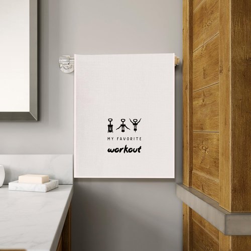 Cilrii Funny Wine Kitchen Towels,My Favorite Workout Hand Towels,Funny Wine Lovers Gifts for Women,Dish Towel for Kitchen Bathroom Decor 16 X 24