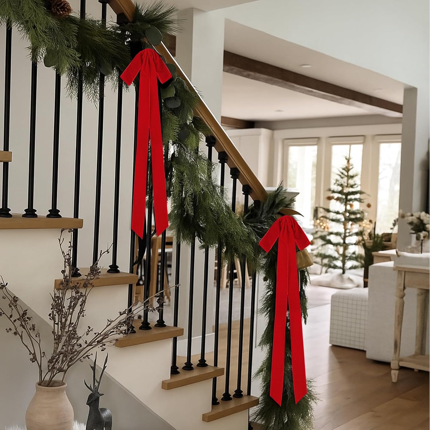 Regine Switzerland Velvet Bows - 24 Pcs Vintage Ribbon for Christmas Tree & Crafts | Red, 9 x 13 Inch