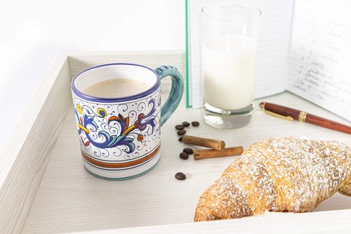 thatsArte.com Fima Italian Ceramic Mug Ricco Deruta Blu - Hand Made Pottery Coffee Mugs, Deruta Italian Pottery, Painted Mug, Italian Ceramic, Made in Italy, Painted Coffee Mug, Mugs Handmade