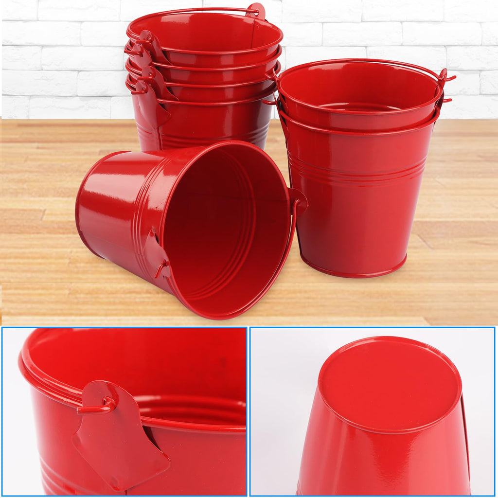 15 Pack 4 Inch Red Iron Pail, Metal Buckets with Handle, Easter Bucket,Pencil Holder and Flower Pots, Used to Carry, Store, or Even Plant, by GENHAKON.