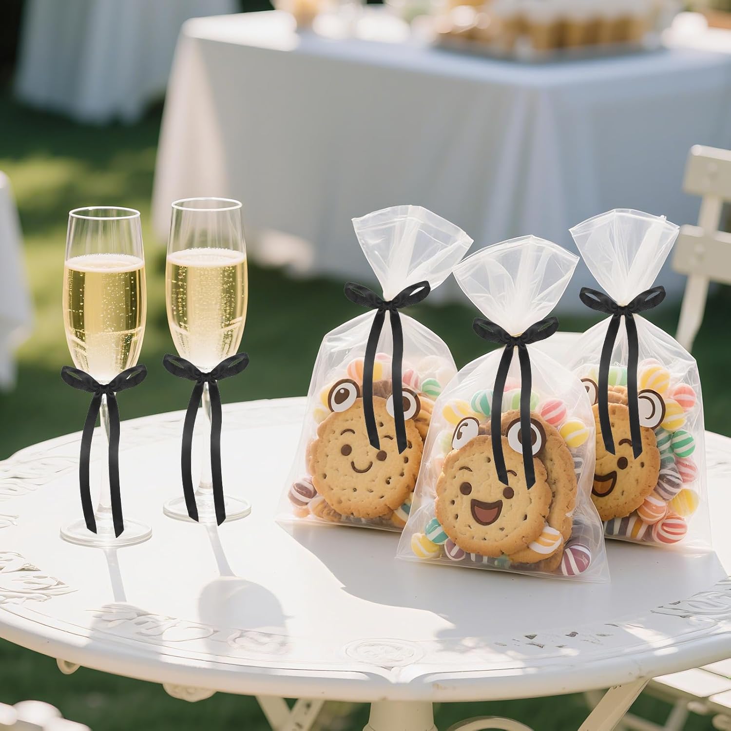 Skiennix 7 Pcs Black Bow Cake Toppers - Elegant Happy Birthday & Wedding Decorations