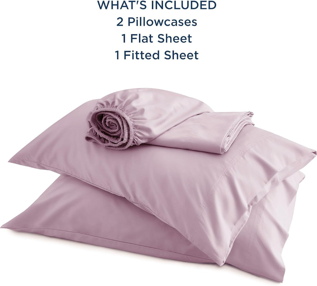 Bedsure Cooling Bed Sheets - Breathable Rayon from Bamboo | Full Size, Deep Pocket Up to 16 Inches, Lavender