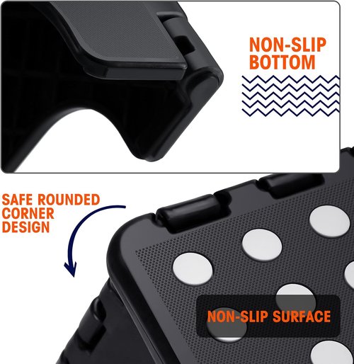 Korpai Folding Step Stool - 13 Inch Non-Slip Stool for Adults & Kids | Holds Up to 300 lbs - Black