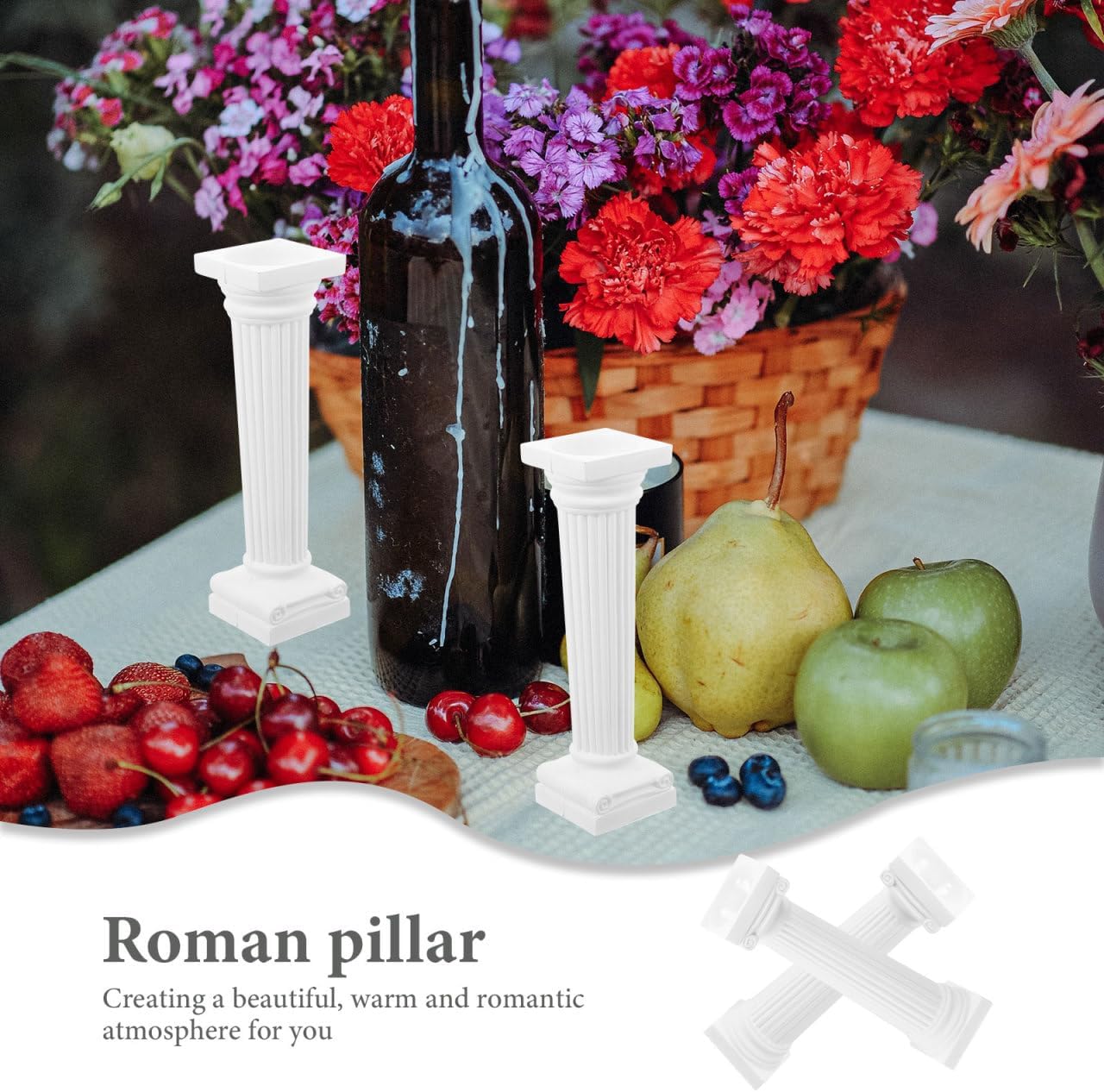 VICASKY Roman Pillar Statues - 6 Pcs Greek Column Decor for Weddings & Photography | White Miniature Columns 4.92 Inch