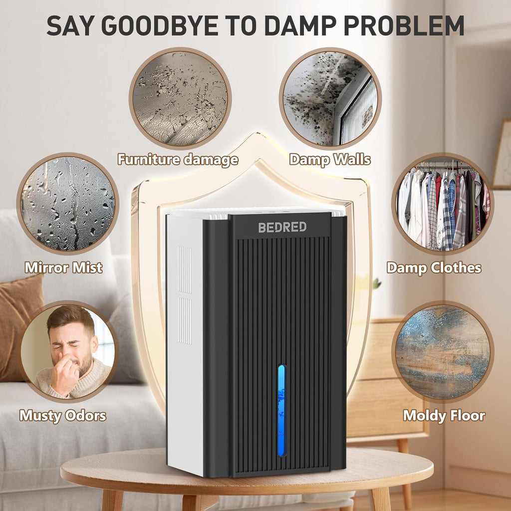 Skiennix 95OZ Dehumidifier for Home - Quiet Operation with Auto Shut Off & 7 Color Ambient Light | Ideal for 1000 Sq.Ft Spaces (White/Black)