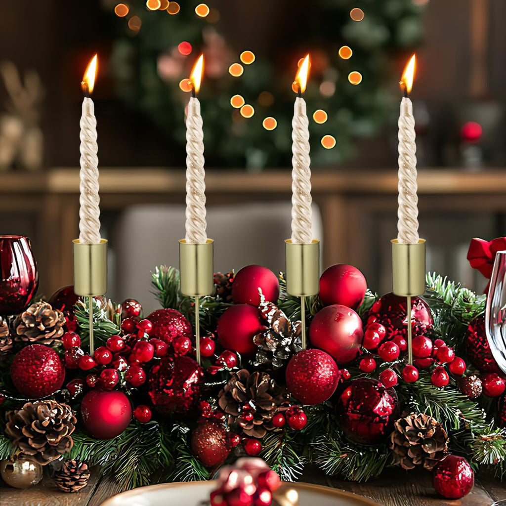 Angoily Candle Holder Stakes - 5 Pcs Golden Taper Candlestick Holders for Christmas Tree Decor