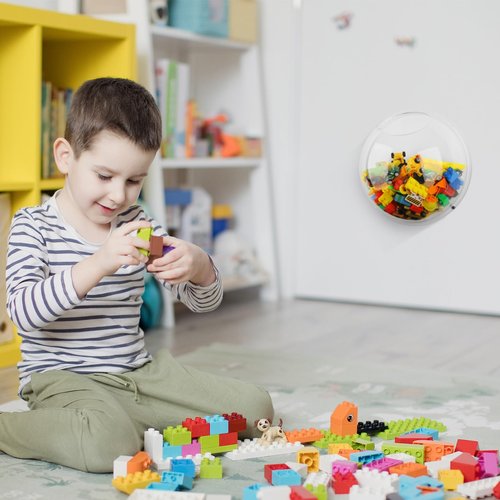 Yungyan 2 Pcs Acrylic Toy Wall Organizer Wall Mounted Toy Storage for Kids Hanging Dispenser Display Clear Storage Bin for Nursery Playroom Cars Trainsn(Classic Style)