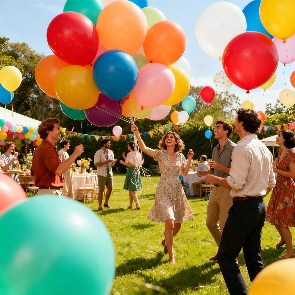 Rainbow Balloons by [Brand Name] - 100 Pcs Assorted 18-Inch Latex Balloons for Parties & Celebrations