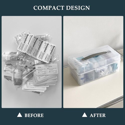 Large Bandage Organizer by [Brand Name] - 2-Tier Plastic Storage Container for Home & Office Use