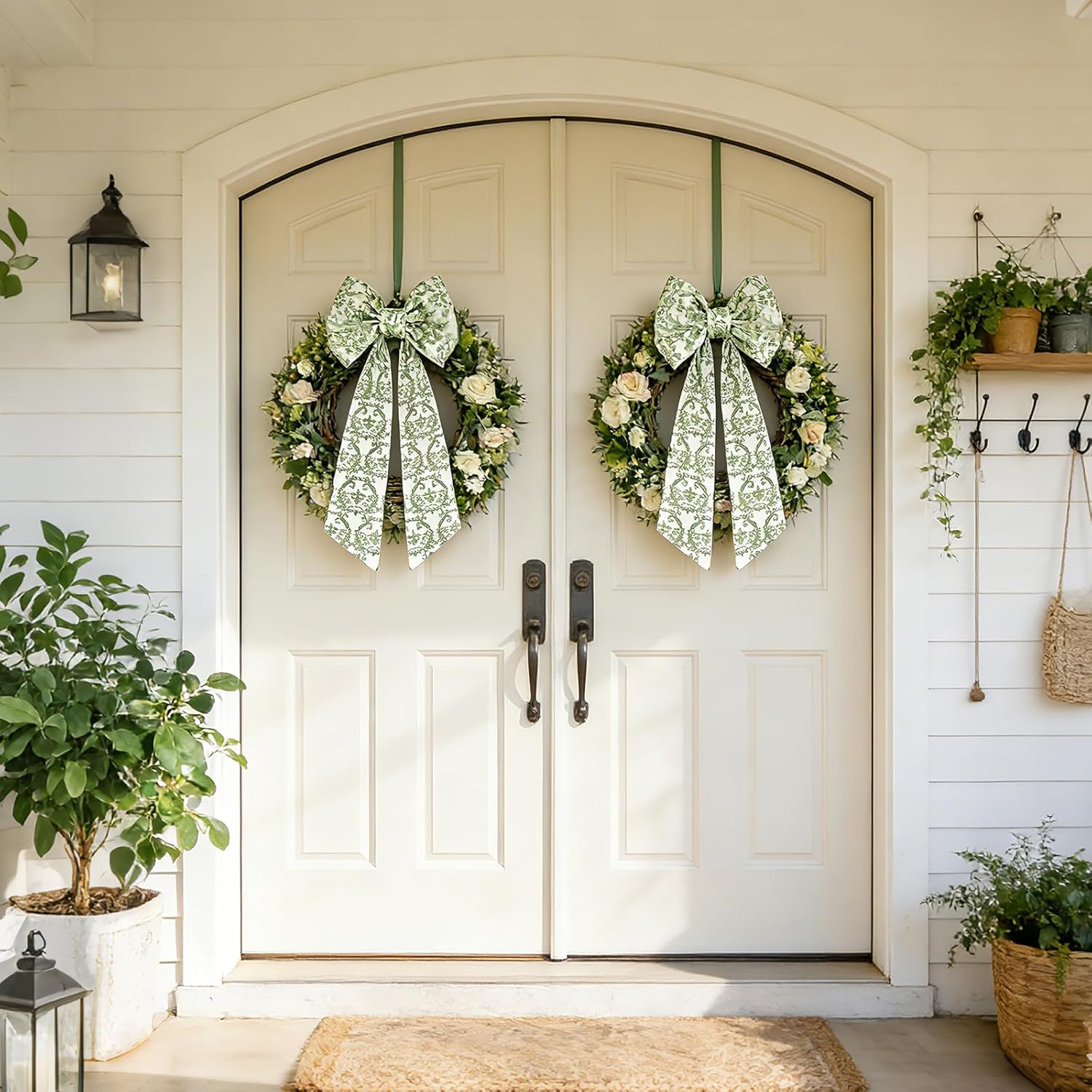 AZYM Wreath Sash Set - Vintage Ribbon Accessories for Indoor/Outdoor Door Decor | 2 Pcs