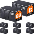 Fabspace Heavy Duty Moving Boxes - Collapsible Storage Totes with Strong Zippers & Handles | 93L, 8-Pack