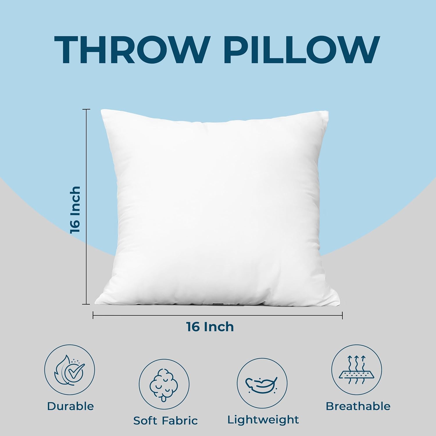 Utopia Bedding Throw Pillows - Fluffy Down Alternative Set of 4 | 16 x 16 Inches, White Decorative Pillows for Home