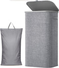 Lifewit 105L Large Laundry Basket - Foldable Hamper with Lid & Removable Bag | Light Gray