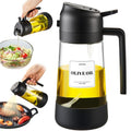 PARACITY Oil Dipenser Bottle with Silicone Bottom, 2 in 1 Olive Oil Sprayer and Dispenser, Oil Spray Bottle 470ML/ 16OZ for Cooking, Kitchen, BBQ, Air Fryer, Salad, Baking(1PC Black)