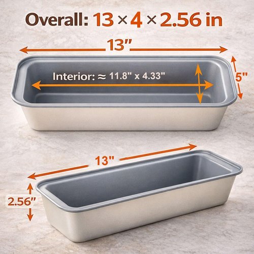 Proigtz 13x4 Inch Loaf Pan 3-Pack, Nonstick Carbon Steel Bread Pan for Even Baking, Long Baking Pan for Homemade Sourdough, Banana Bread & Meatloaf – Rust-Resistant, Warp-Resistant, Easy Release
