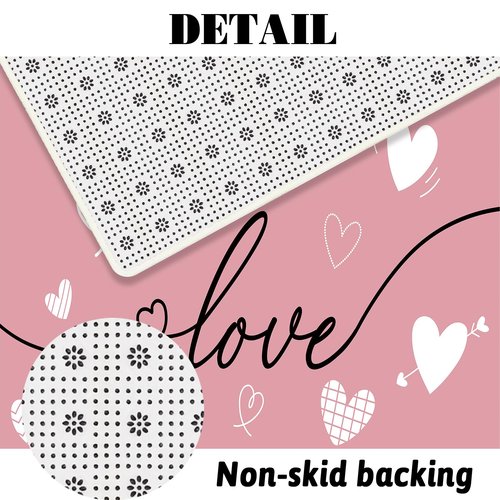 MEHOFOND 4pcs Valentines Shower Curtain Set Pink Love White Heart Shower Curtain Sets for Valentine's Day Bathroom Decor Sweetheart Bathroom Curtains with Non-Slip Rugs Toilet Lid Cover and Bath Mat