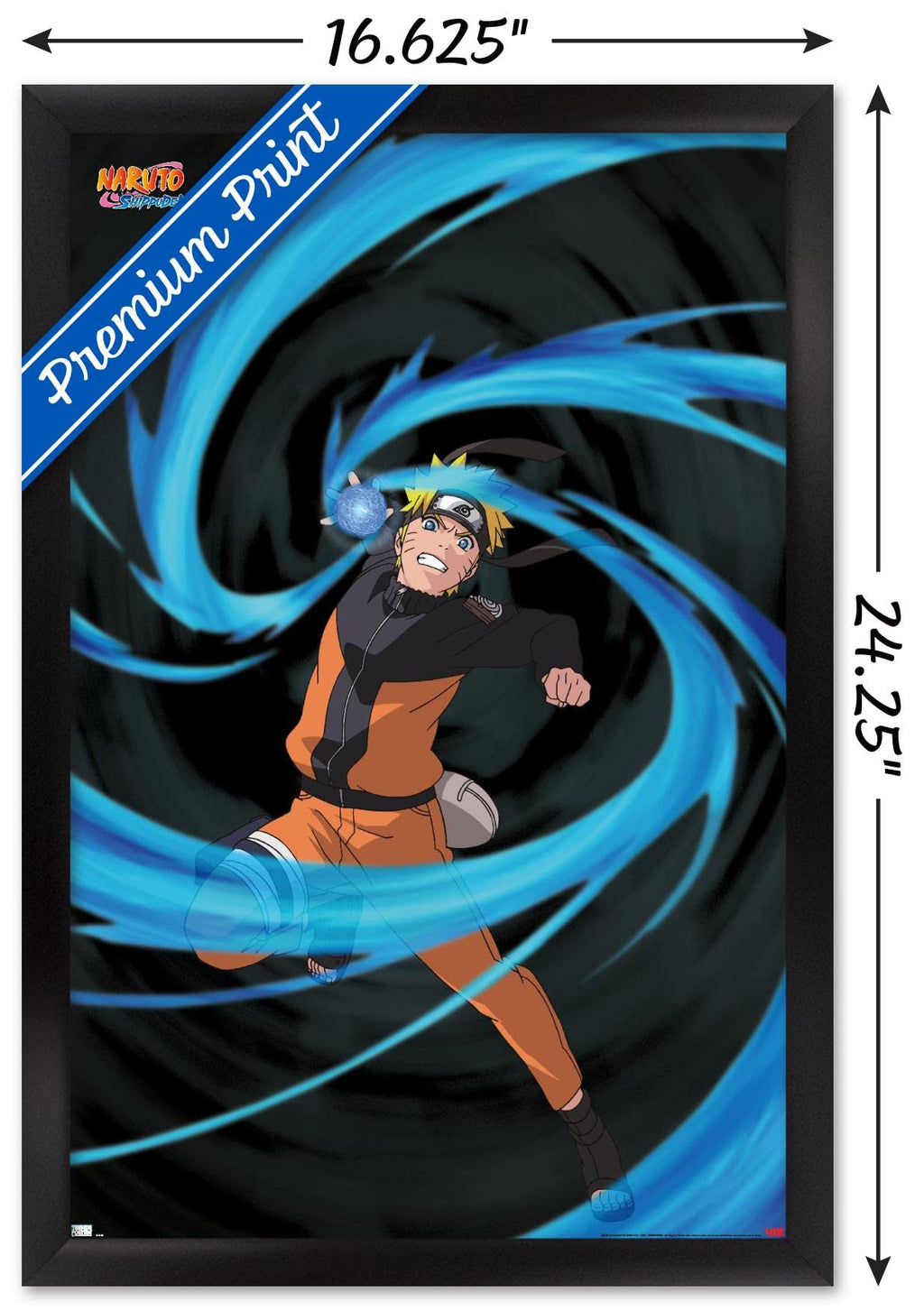 Naruto Shippuden - Naruto Uzumaki Wall Poster, 22.4L" x 14.7W", Black Framed Version