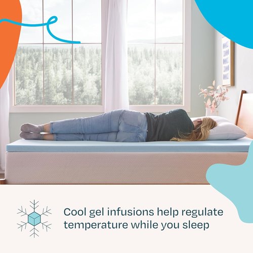 Linenspa Memory Foam Mattress Topper - 2 Inch Gel-Infused Queen Size - Plush, Cooling & Pressure Relieving