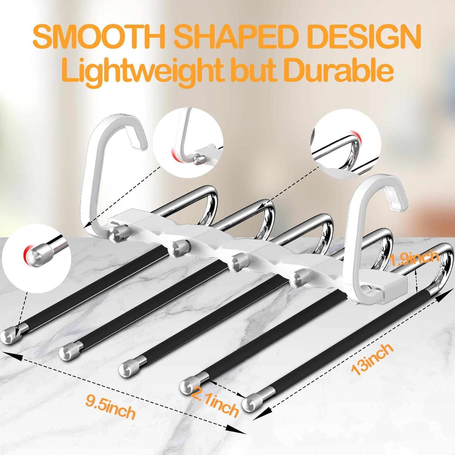 Pant Hangers Space Saving Jean Hangers -No Wrinkle Clothes Hanger - Closet Organizer and Storage, College Dorm Room Essentials Apartment Must Have - 1 Pack