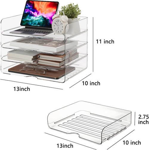 DCA Large Capacity Desk Organizer - 4 Tier Stackable File Organizer for Home, Office & School