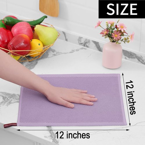 Homaxy 100% Cotton Dish Cloths - Ultra Soft, Absorbent & Quick Drying | 12x12 Inches, 6-Pack, Lavender
