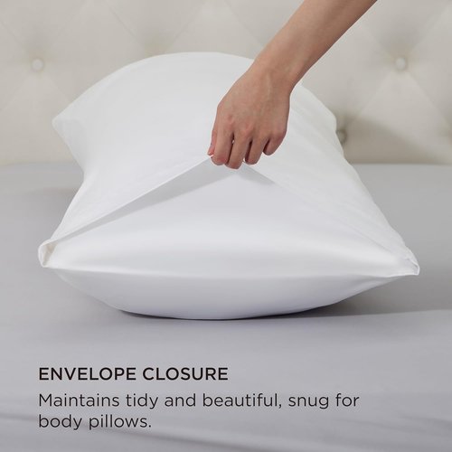 Bedsure Satin Body Pillowcase - Luxurious Silk-Like White Cover with Cooling Effect | 20x54 Inches