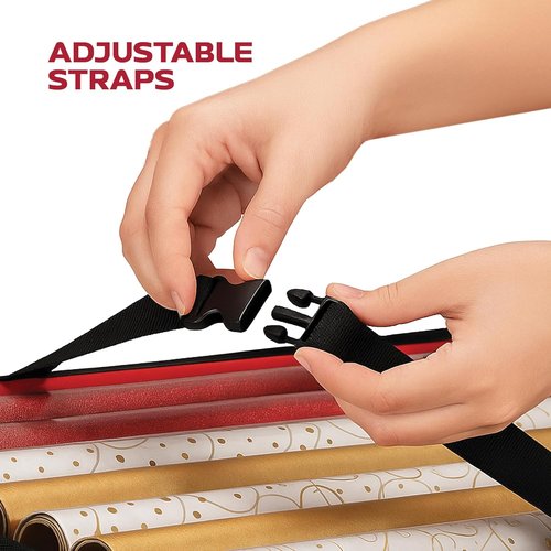 Christmas Wrapping Paper Organizer - Fits Up to 24 Rolls | Storage Bag with Straps & Pockets (Gray)