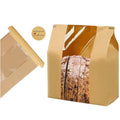 NOONEAST 50 Pack Large Paper Bread Bags for Homemade Bread Sourdough Bags 14" x 8.3" x 3.5" with Tin Tie Tab Lock Clear Front Window Bakery Bag Packaging Cookie Bag with Label Seal Stickers