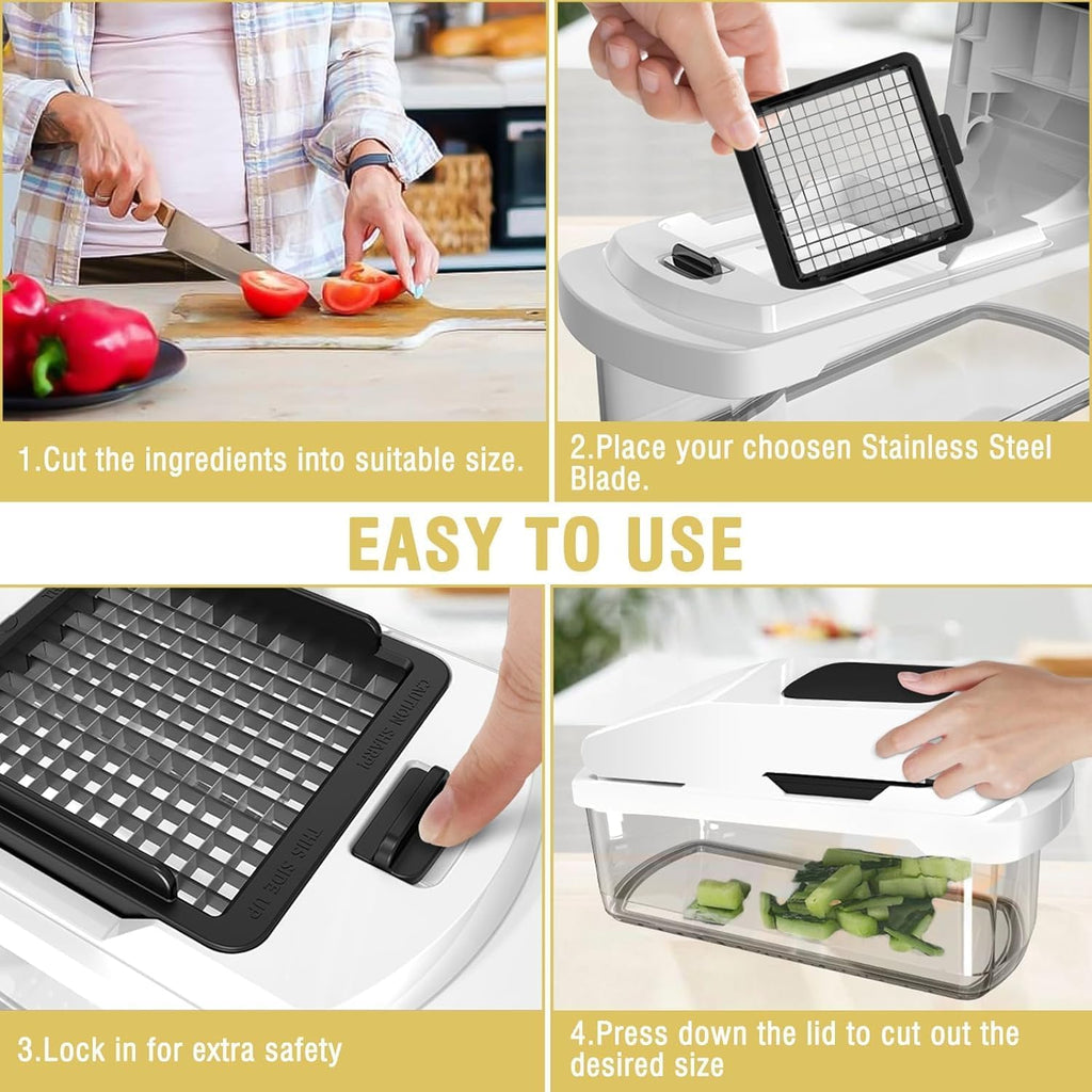 Skiennix Vegetable Chopper - 15-in-1 Mandoline Slicer & Food Dicer with Storage Container